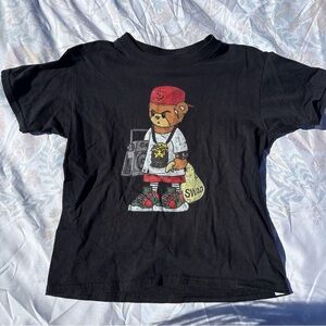 Gildan Black Kids T-Shirt with Cool Bear Design